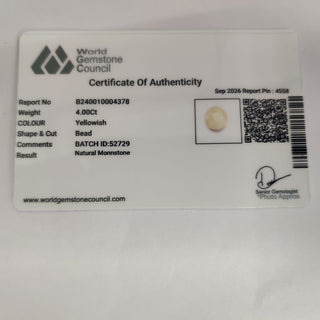 Multi Moon Stone lab certificate 13