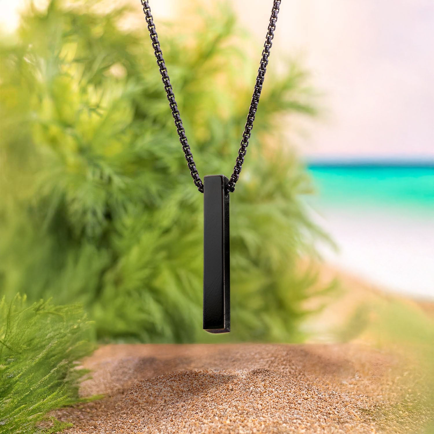 Obsidian Bar Natural Stone Necklace