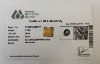 Om Onyx lab certificate 14