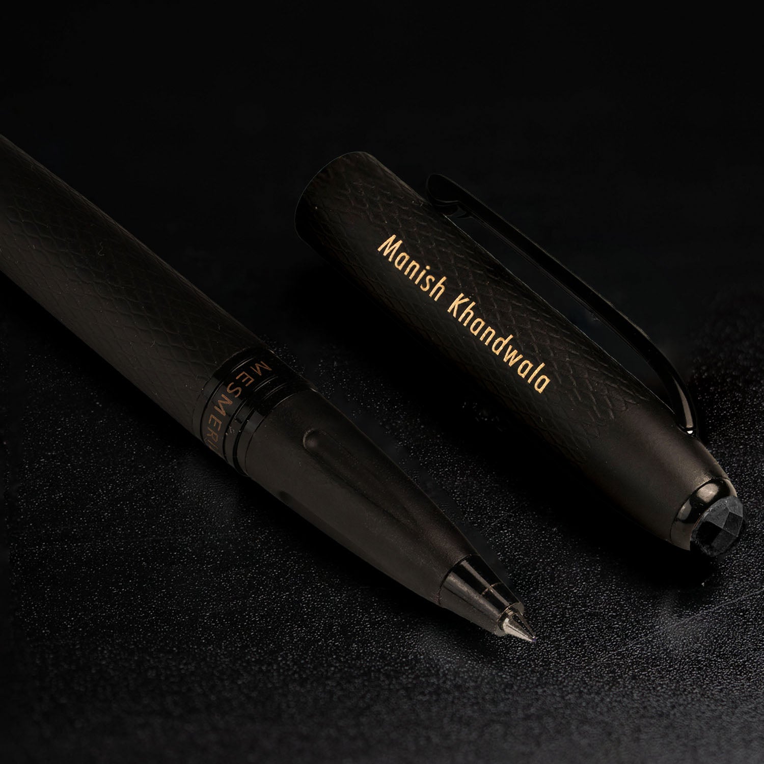 Matte Black Foil Print Diary with  Personalised Pen