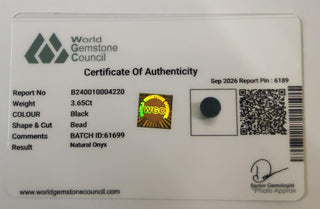 Matte Onyx lab certificate 15