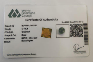 Pyrite lab certificate 15