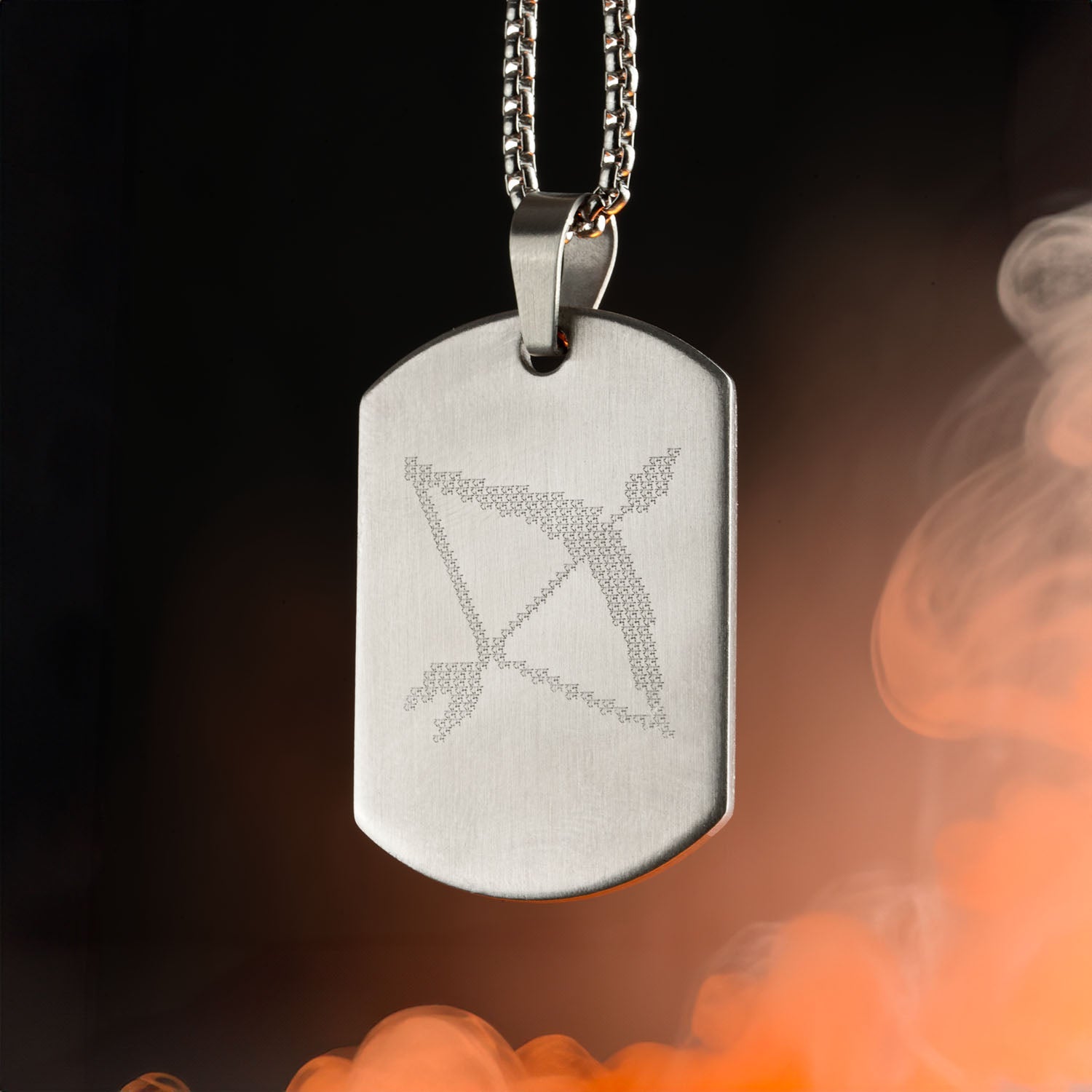 Ram Baan MicroCarved Tag Necklace Silver