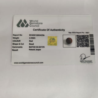 Red Jasper lab certificate 16
