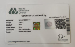 Rose Quartz lab certificate 15