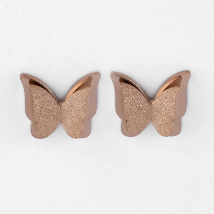 Rose Gold Butterfly Stud Earrings