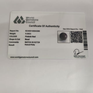 Ruby Stone lab certificate 13