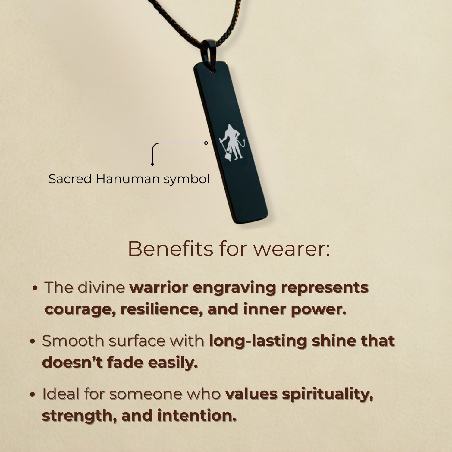 Sacred Hanuman Mini Tag Necklace Silver