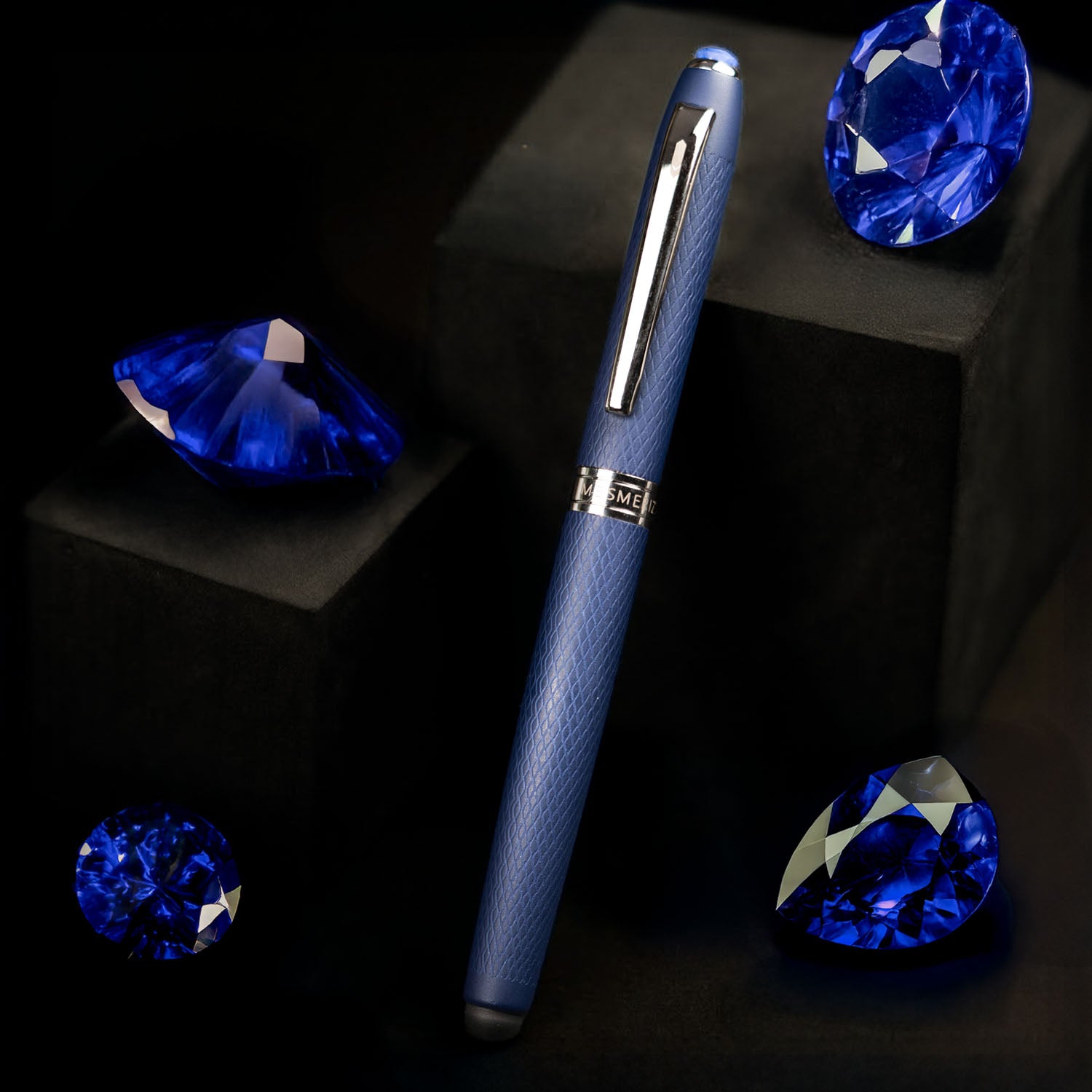 Matte Blue Finish Sapphire 2 in 1 MagSnap Roller Ball Pen with Stylus Personalised