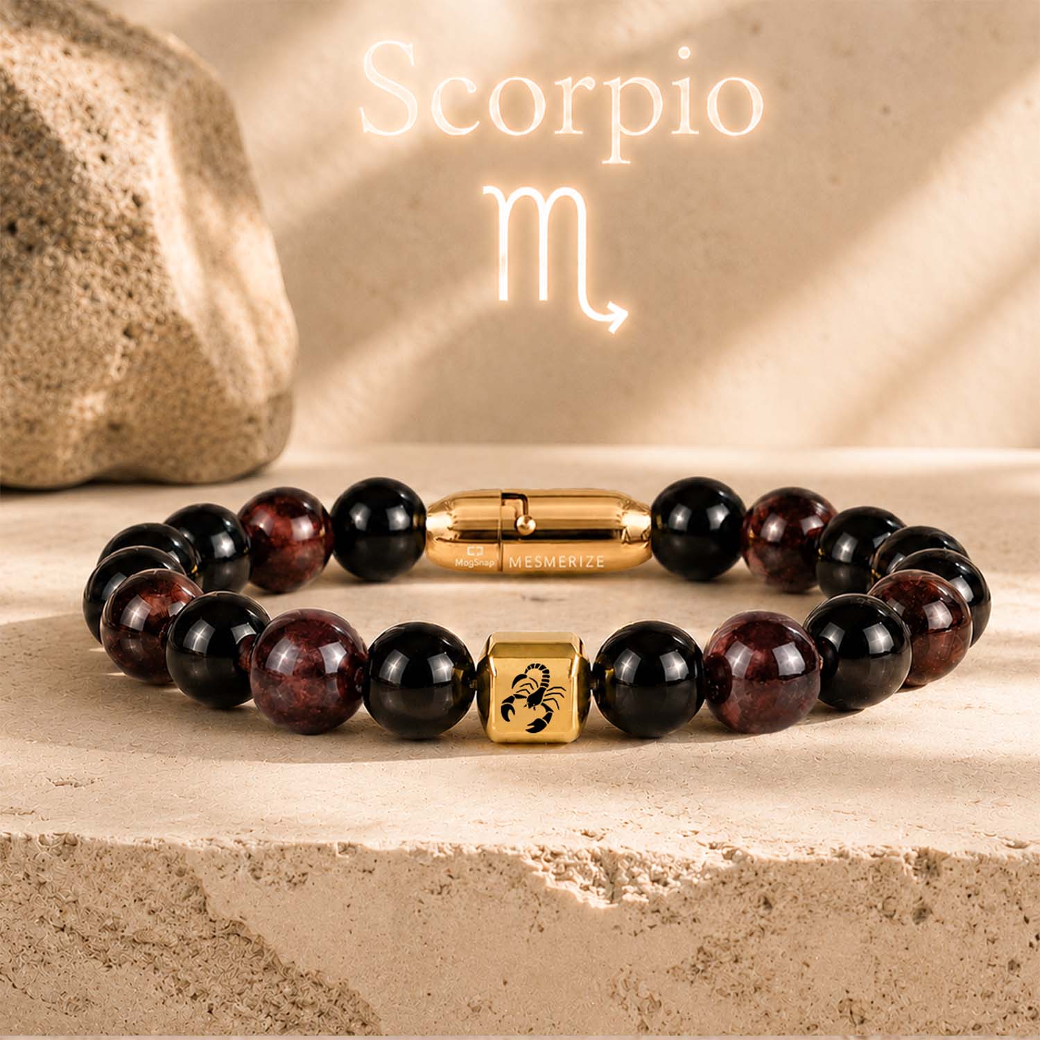 Scorpio (Vrishchik) Zodiac Stone Bracelet with MagSnap 4