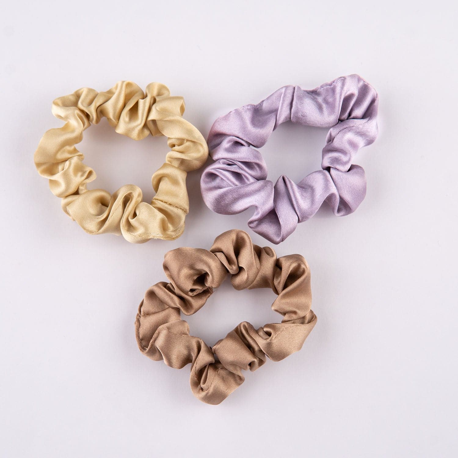 Skinny Satin Scrunchie (Brown, Lavender, Blonde)