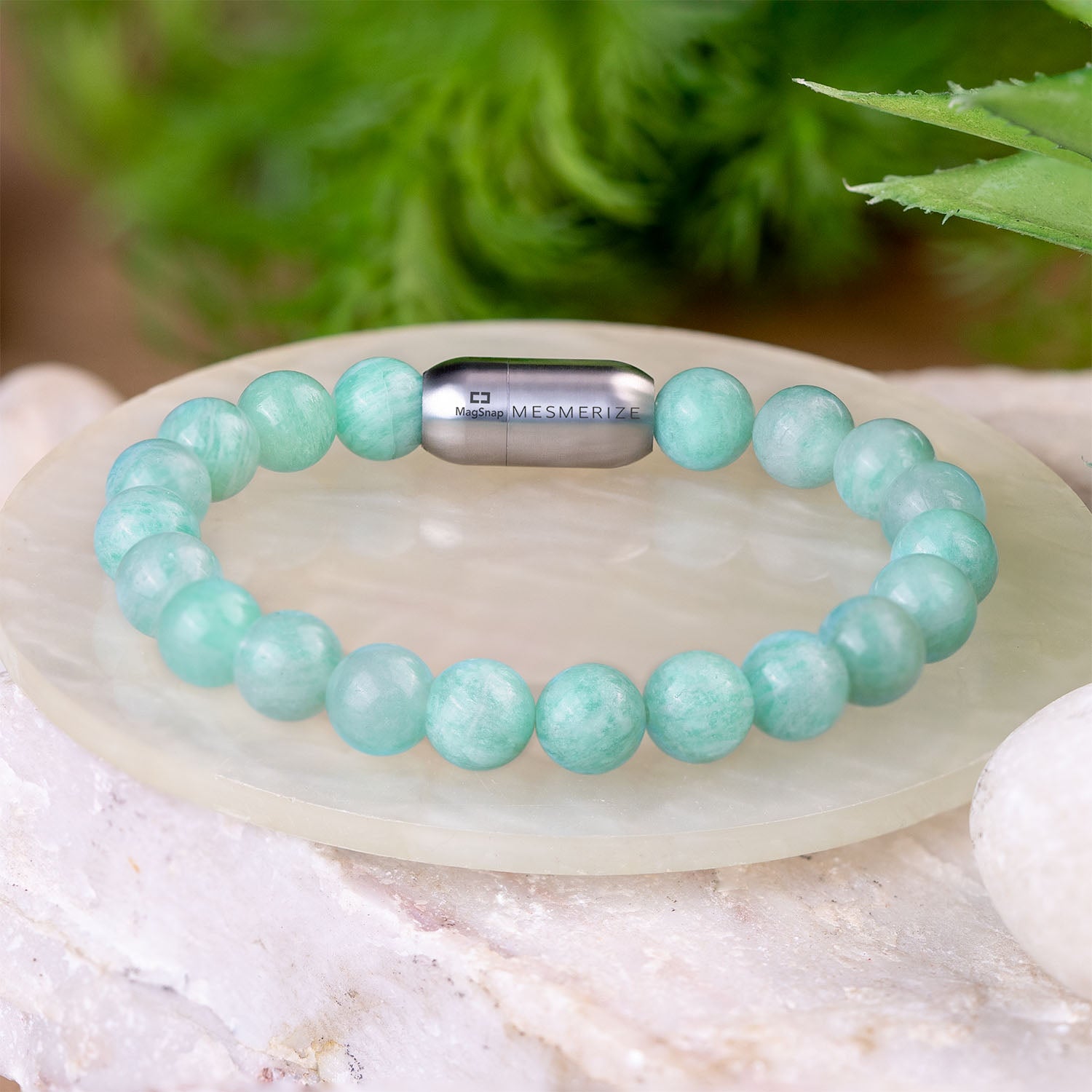 Serene Amazonite Natural Stone Bracelet with MagSnap