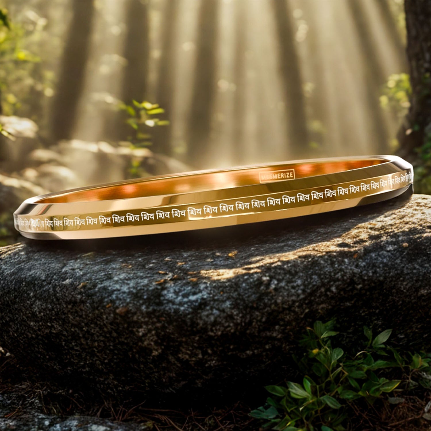 Shiv MicroCarved Round Kada Gold