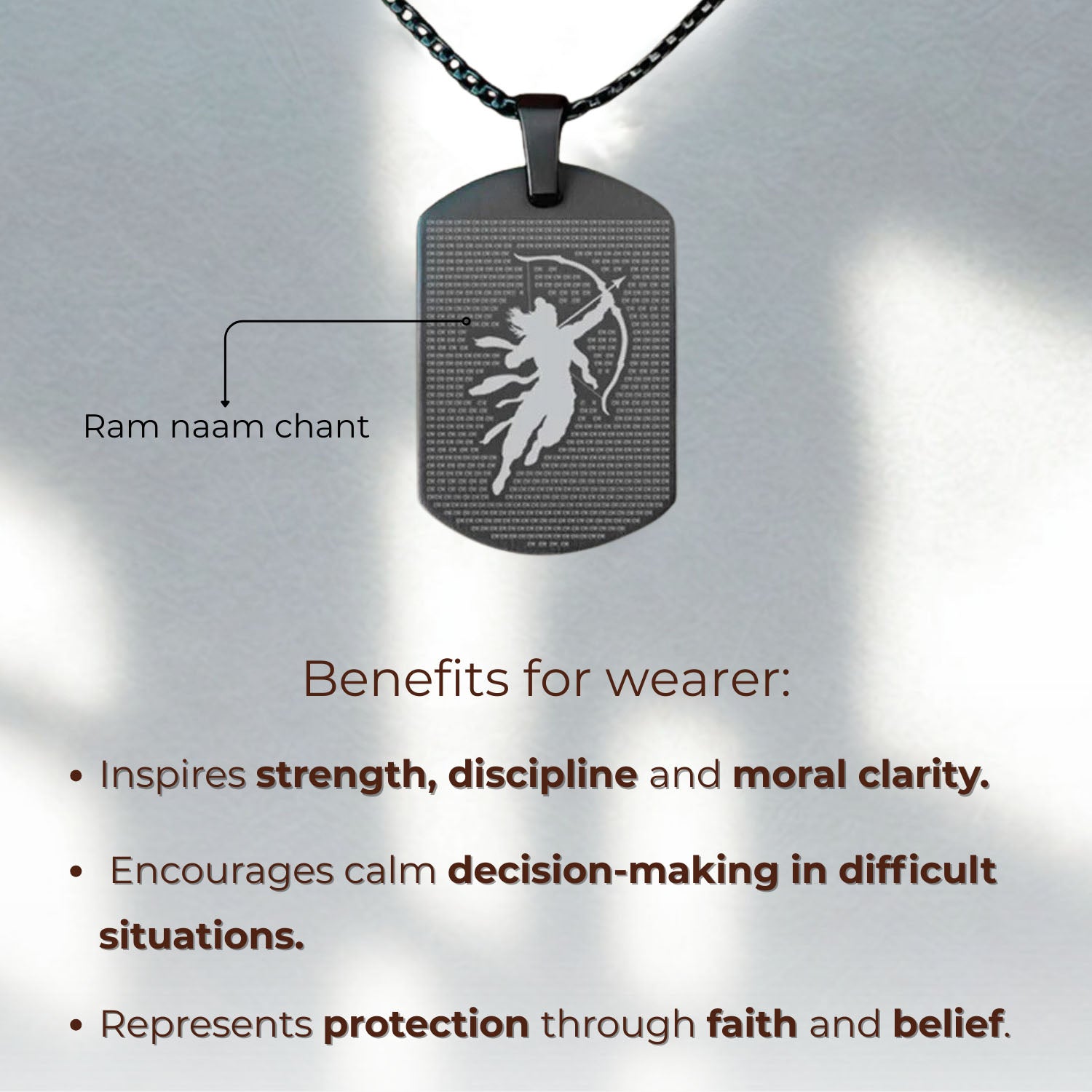 Ram MicroCarved Tag Necklace Silver