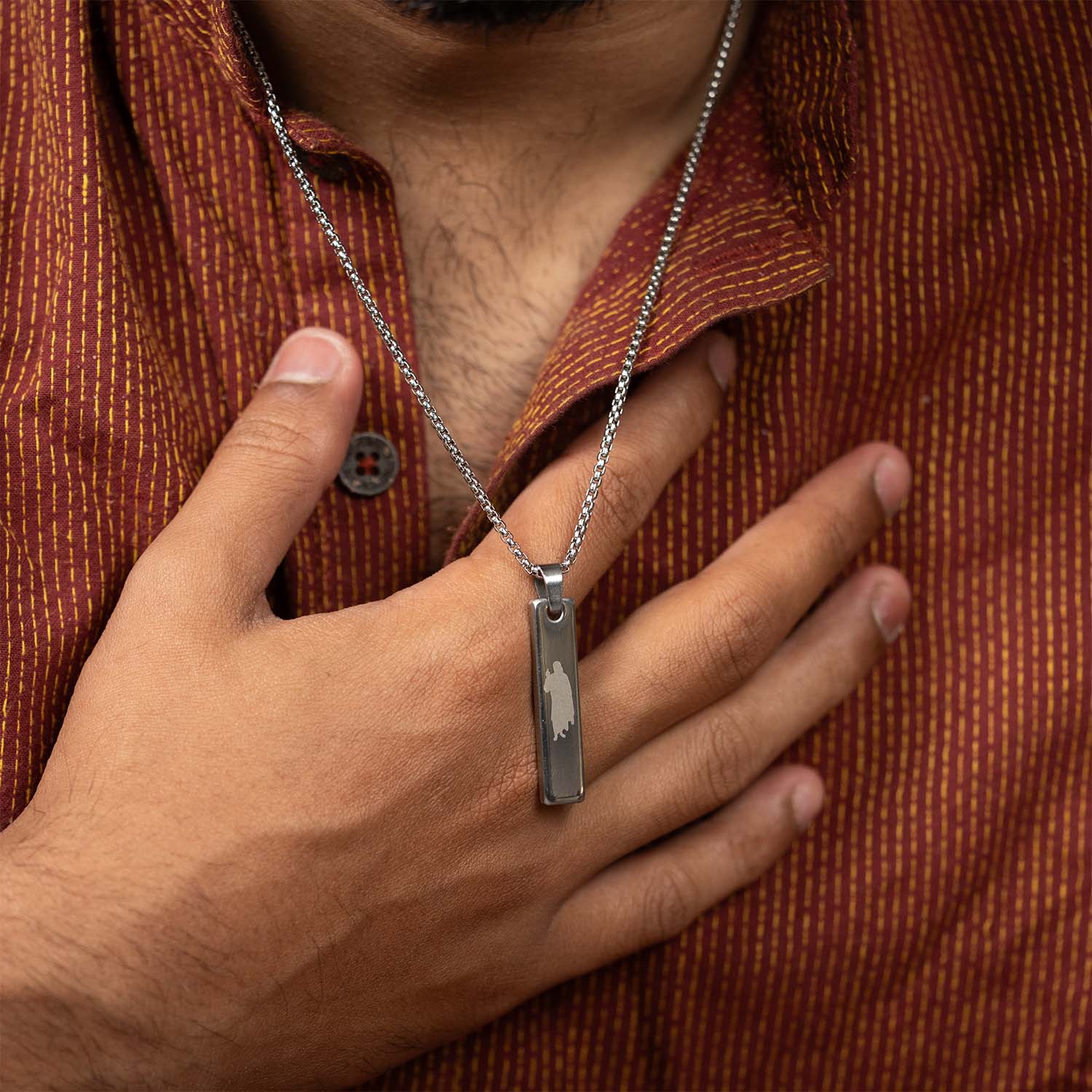 Sai Baba Mini Tag Necklace Silver