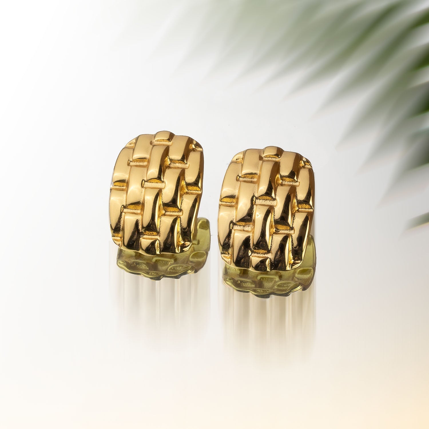 Sofia Quilted 18K Gold Stud Earrings