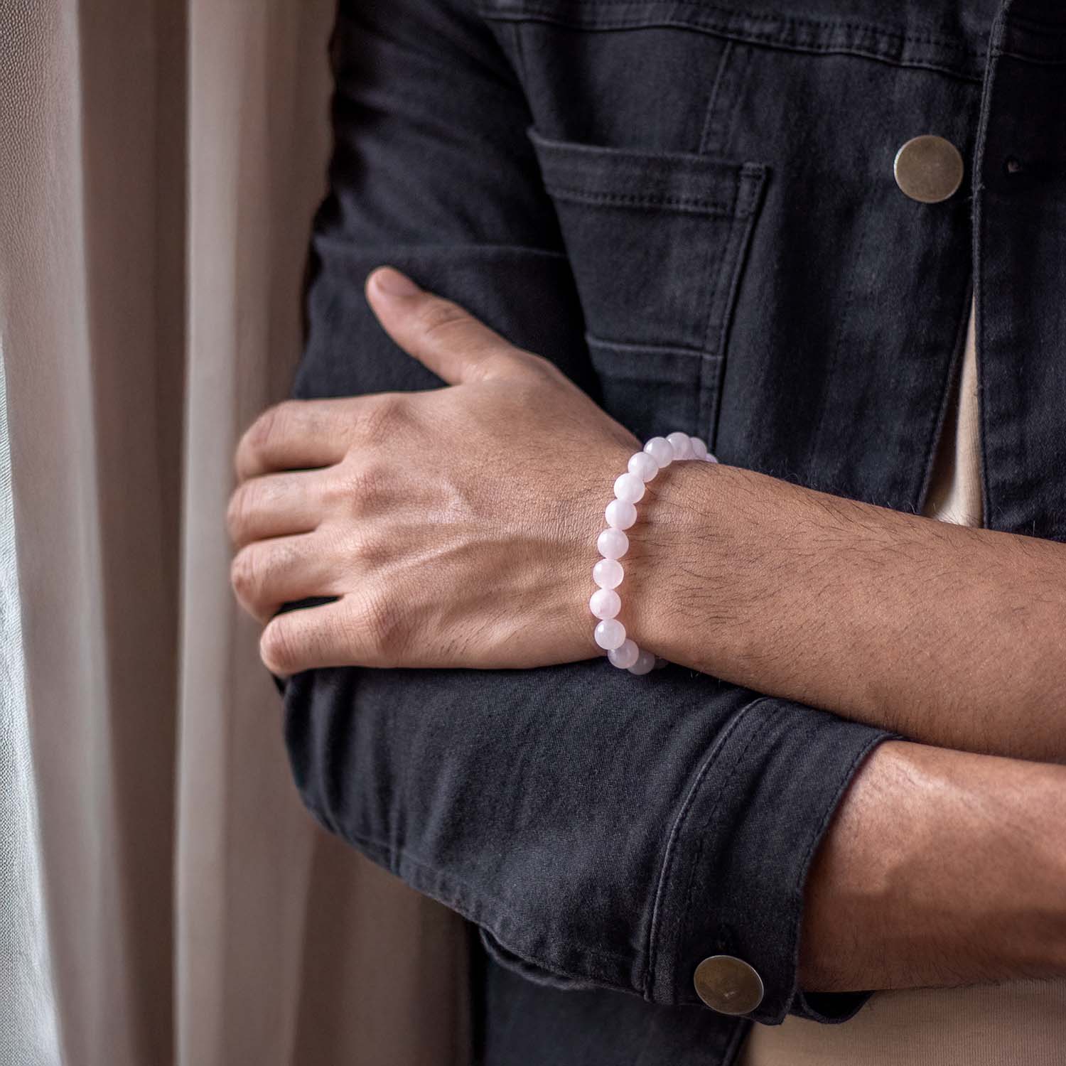 Solace Rose Quartz Natural Stone Elastic Bracelet