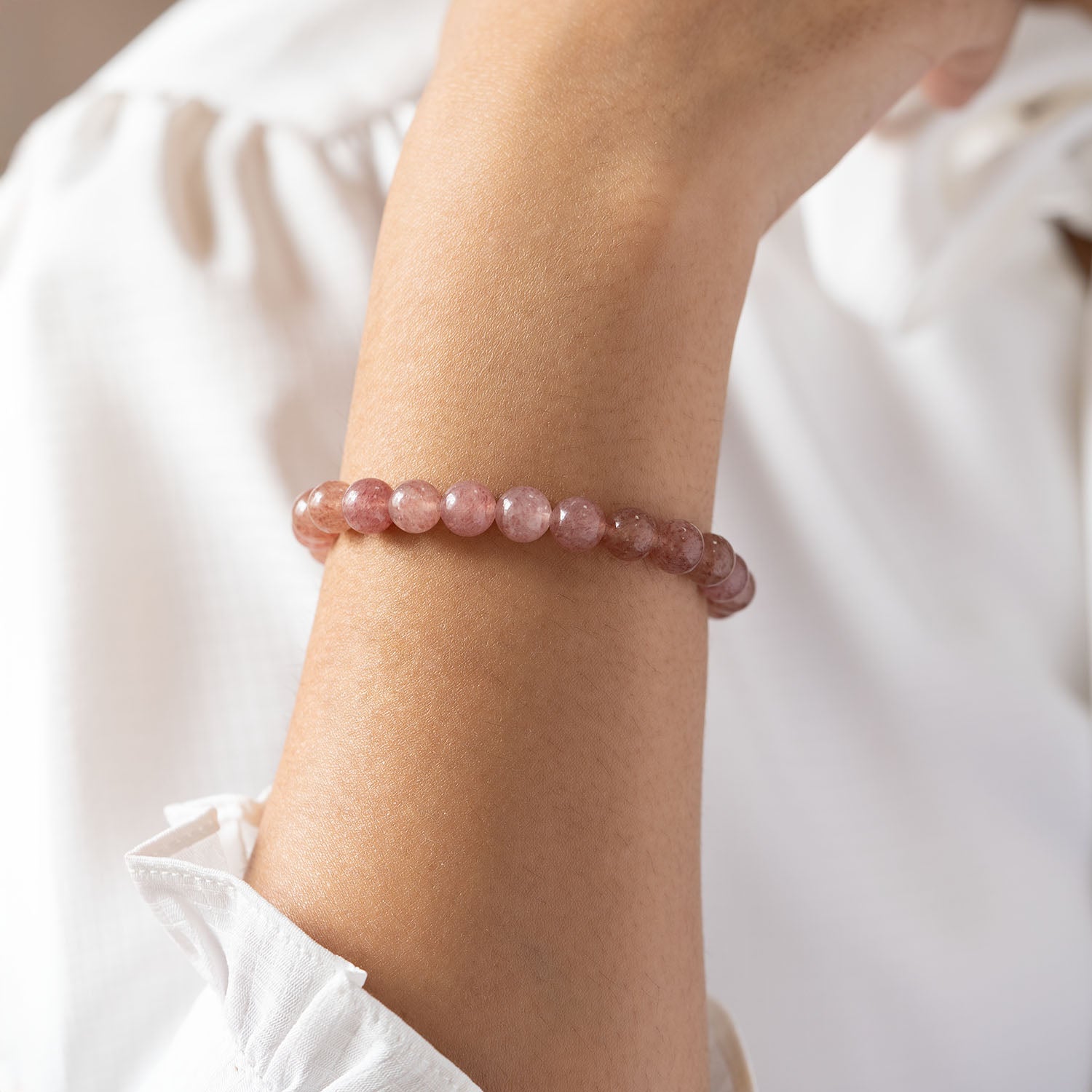 Soulful Strawberry Quartz Natural Stone Bracelet with MagSnap