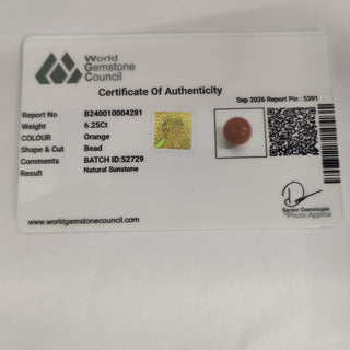 Sunstone lab certificate 13
