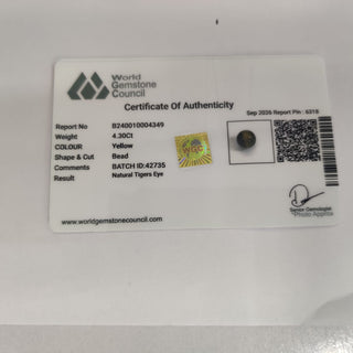 Tiger Eye lab certificate 14
