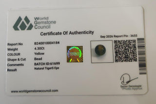 Tiger Eye lab certificate 15