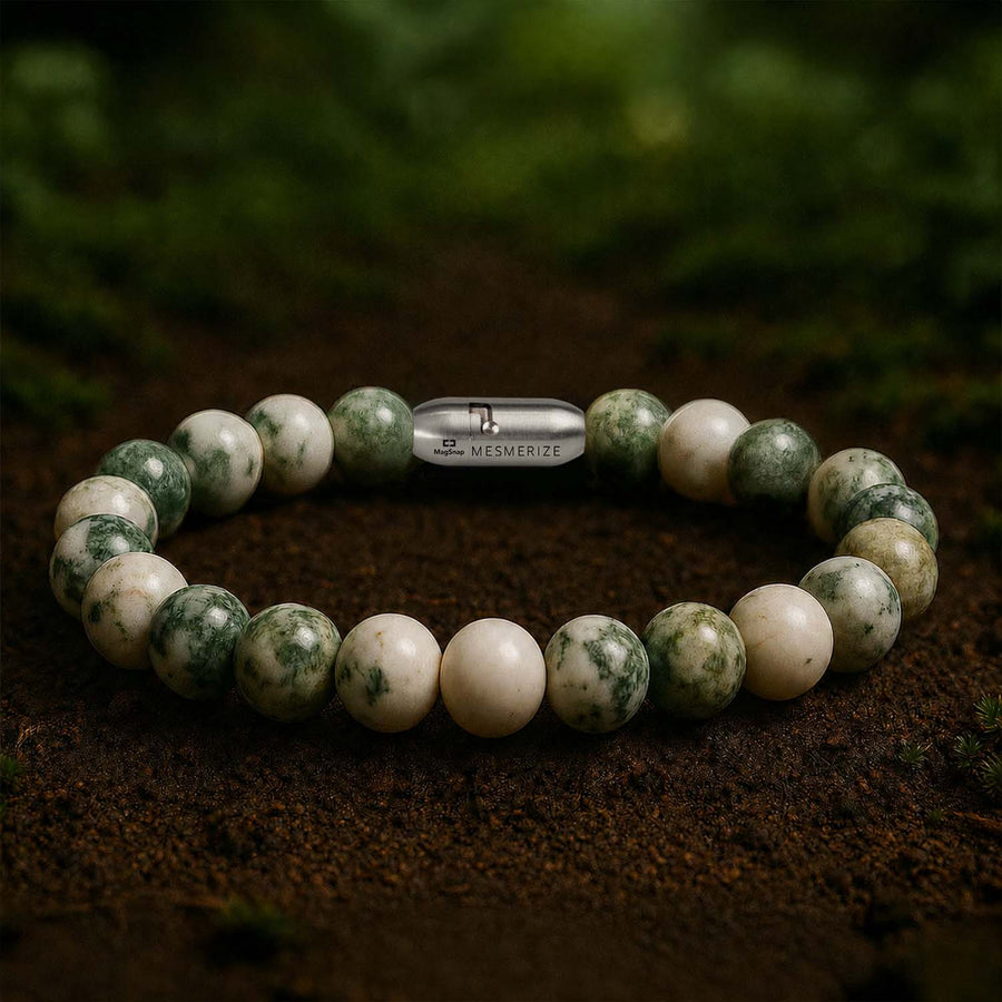 Evergreen Tree Agate Natural Stone Bracelet