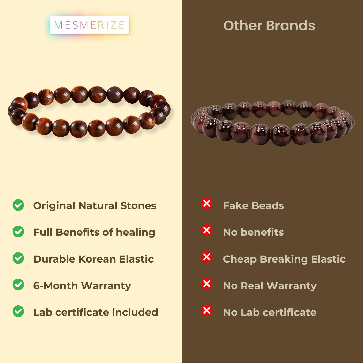 Fearless Red Tiger Eye Natural Stone Bracelet Elastic