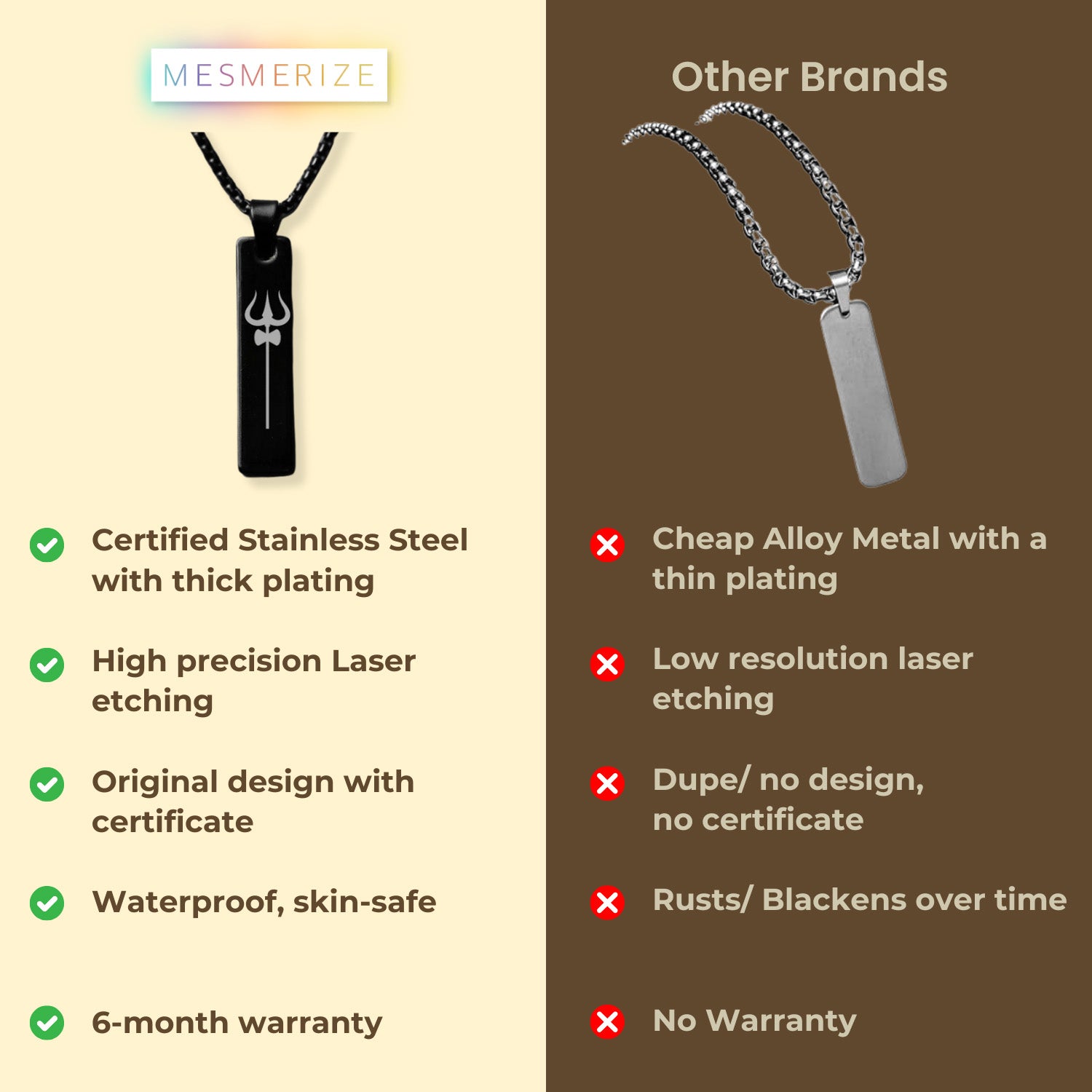 Silver Shiv Trishul Spiritual Mini Bar Necklace