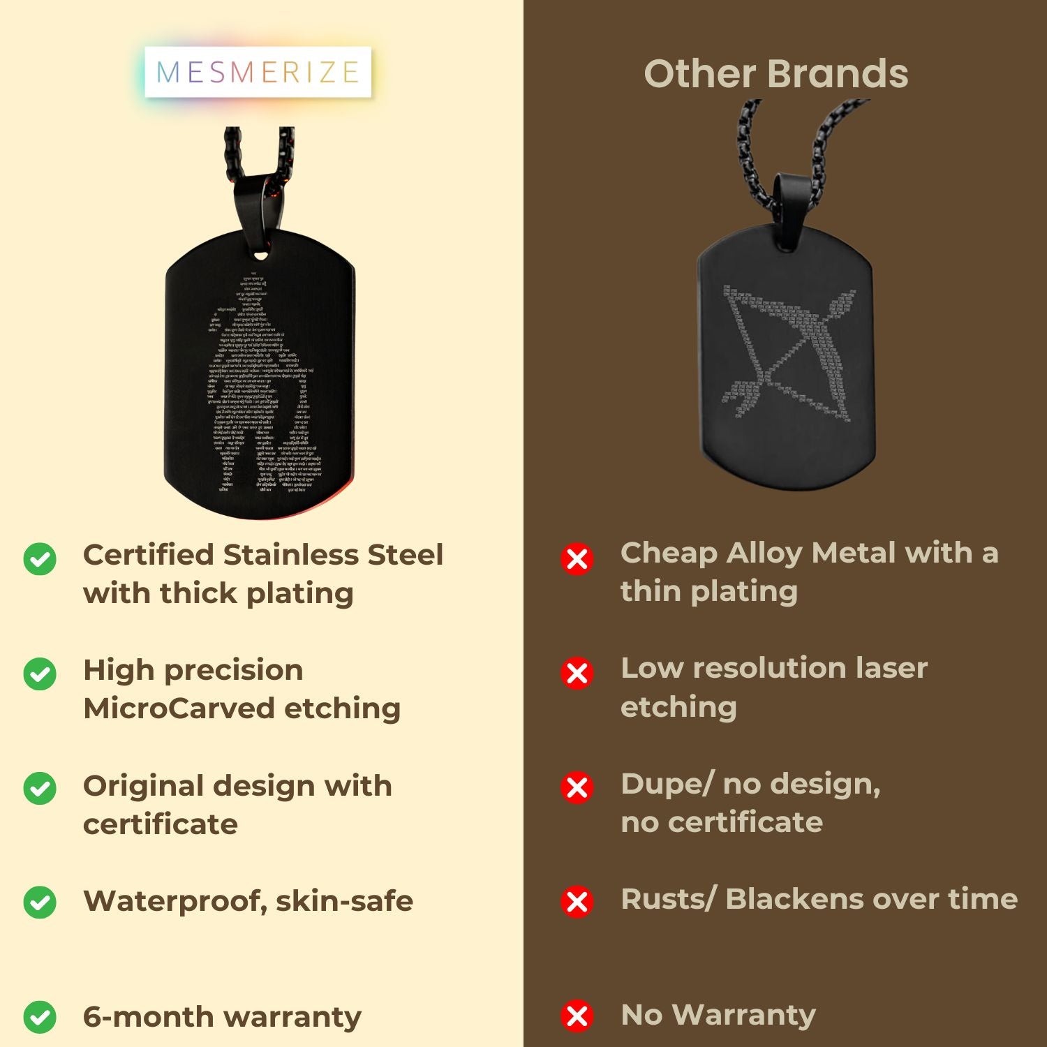 Gold Hanuman Chalisa MicroCarved Tag Necklace