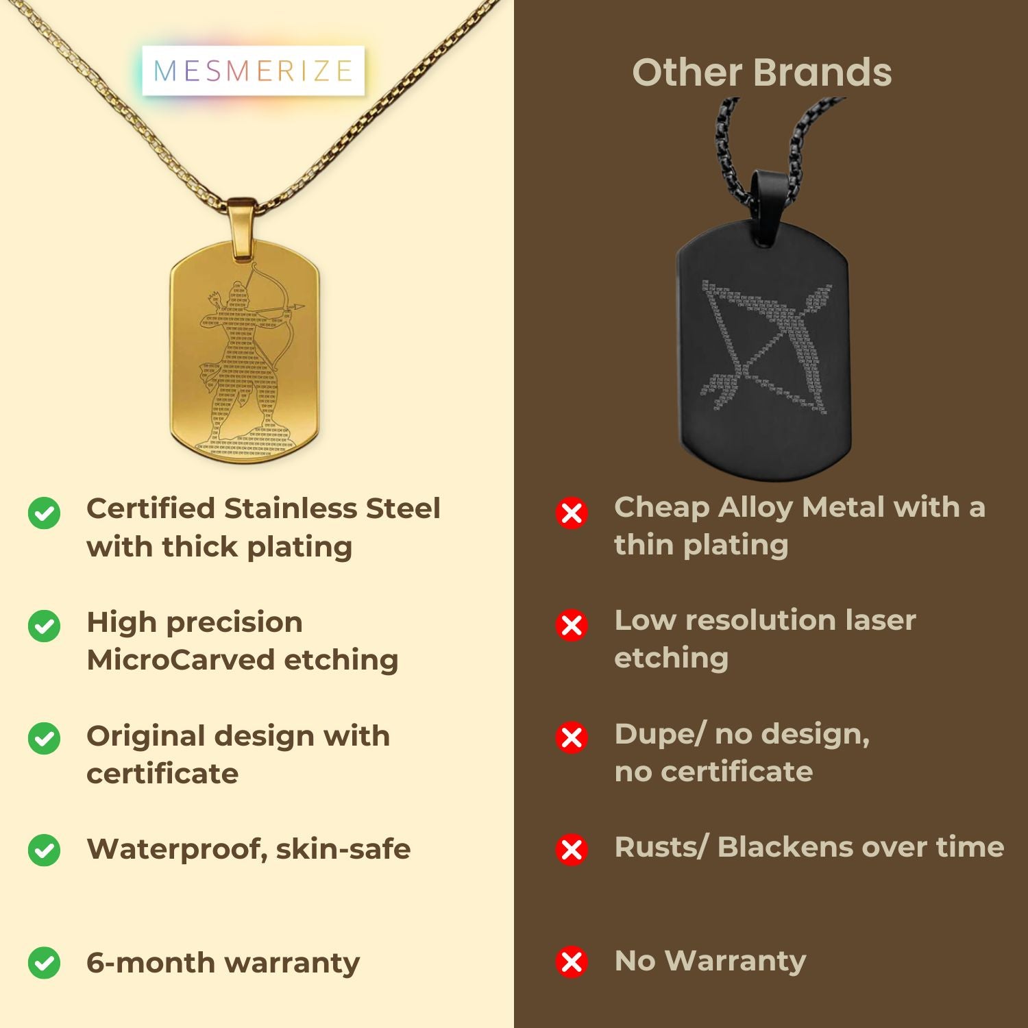 Ram MicroCarved Inlay Tag Necklace Silver