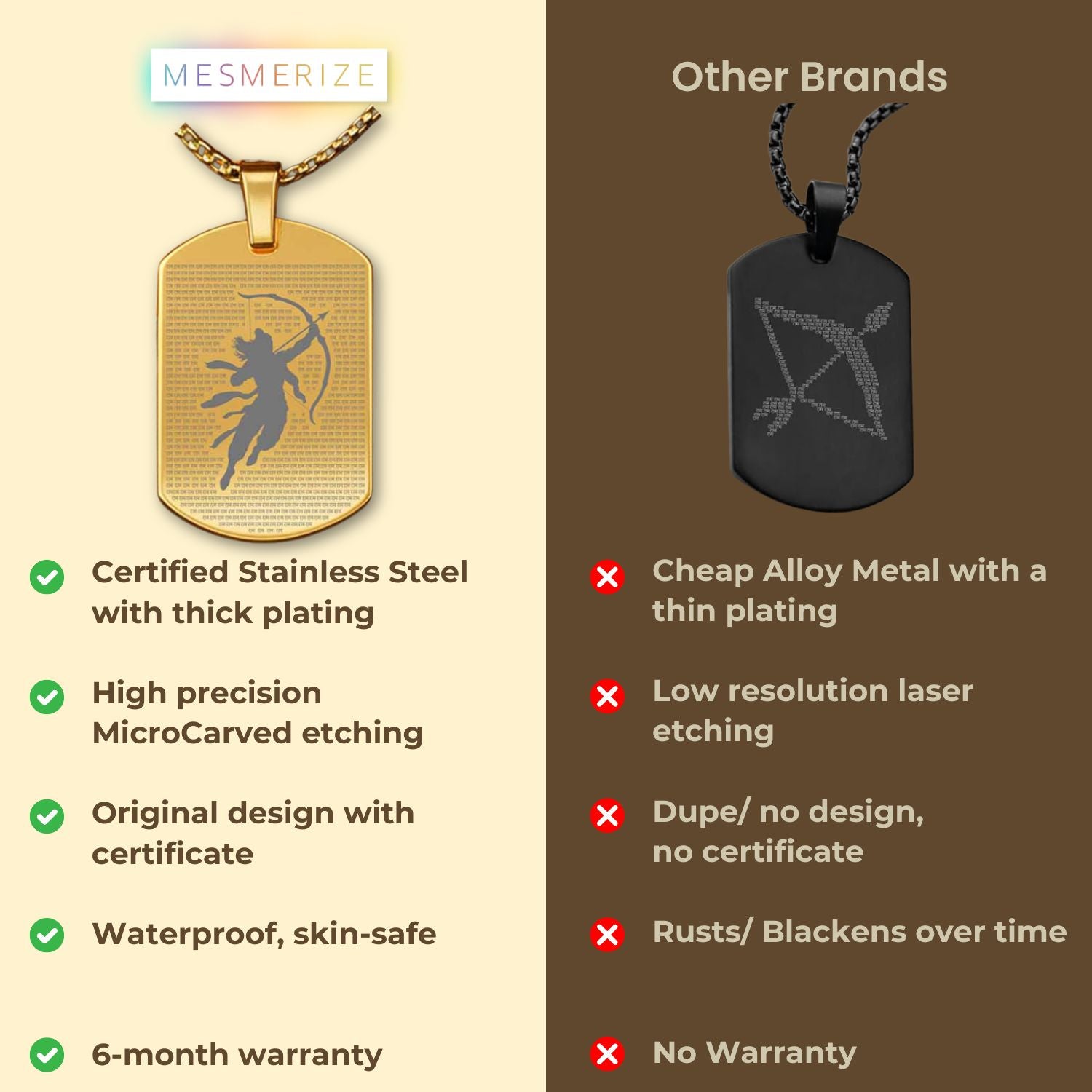 Ram MicroCarved Tag Necklace Gold