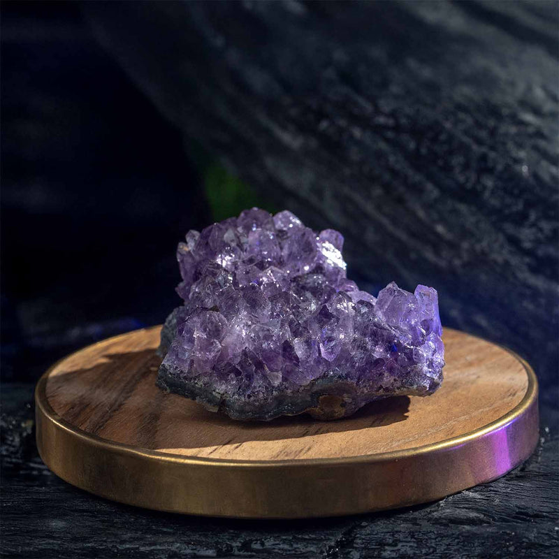 Amethyst Stone With Wood Coaster