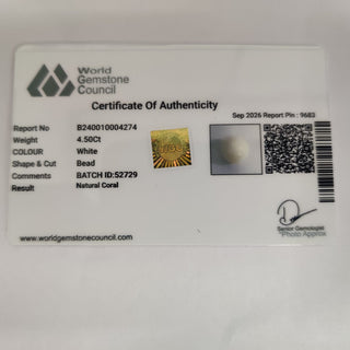 White Coral lab certificate 10