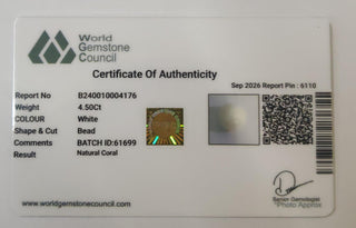 White Coral lab certificate 9
