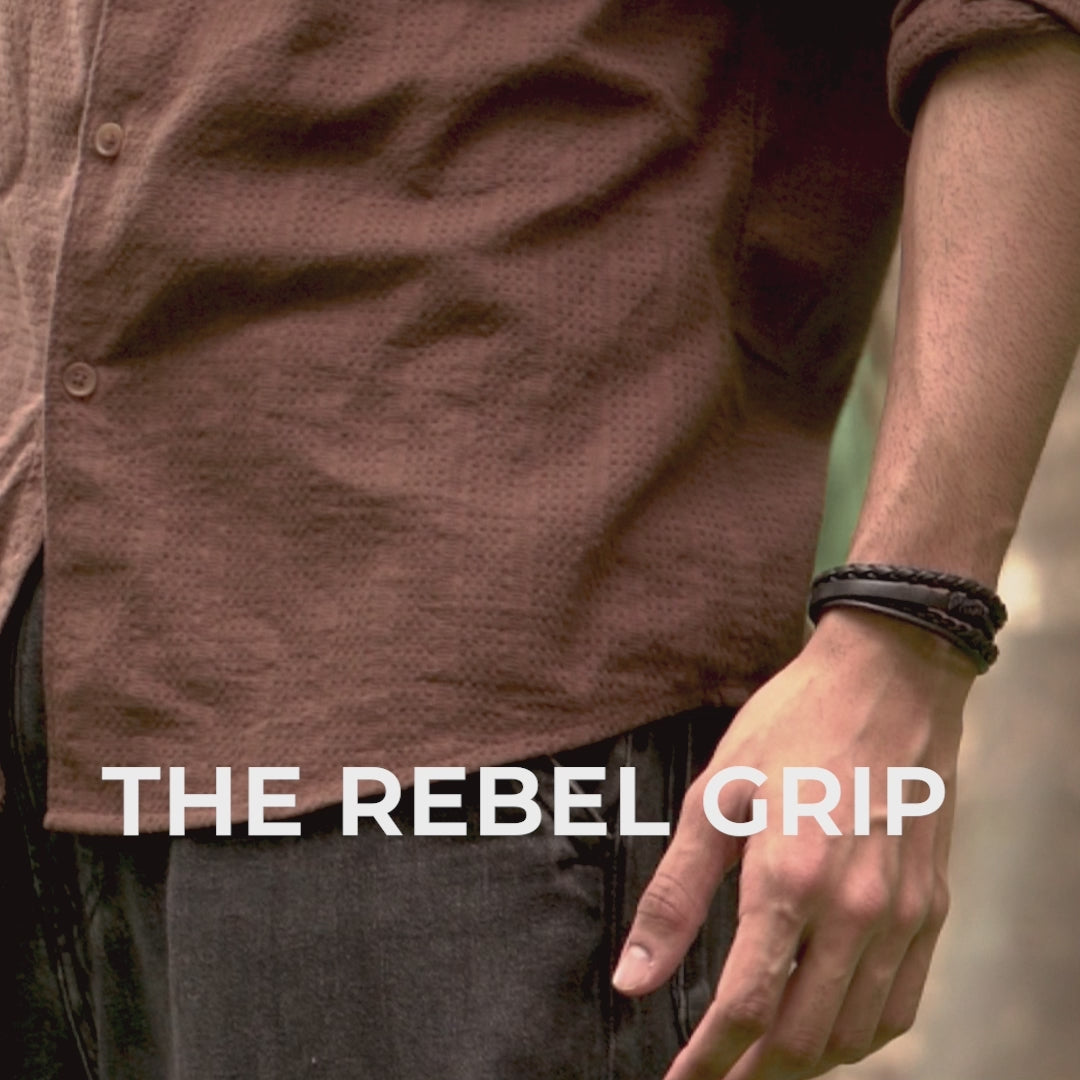 Rebel Grip Draped NeoLeather Bracelet with MagSlide Black