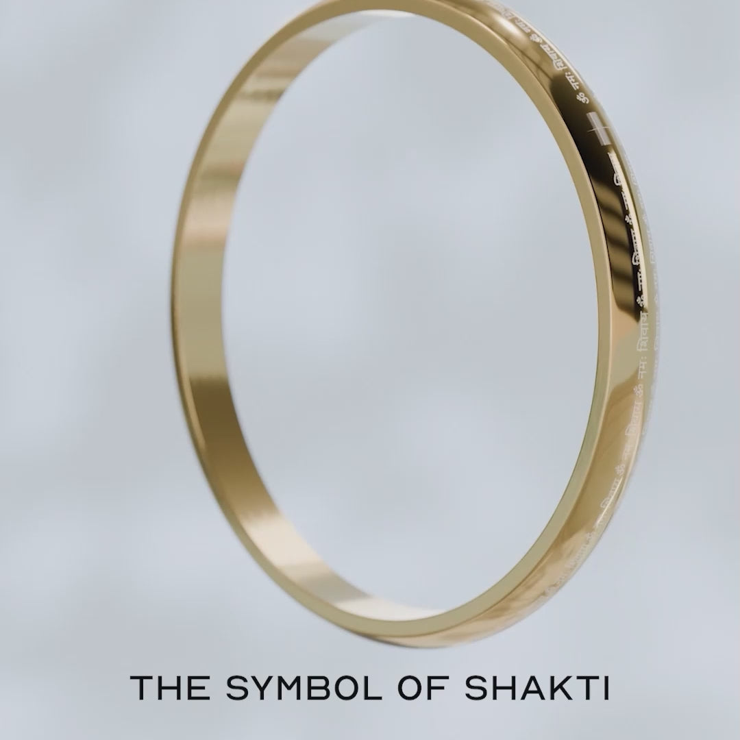 Om Namah Shivay MicroCarved Round Curved Kada Gold