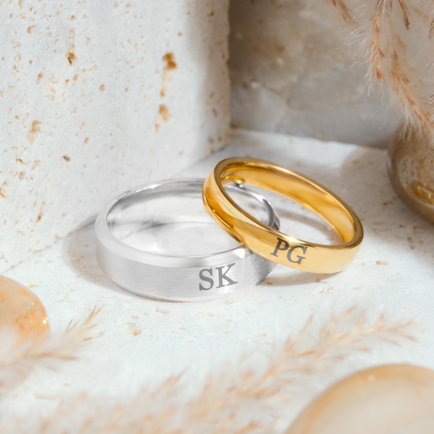 Personalised Silver and Gold Couple Ring